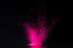 pink holi powder explosion on black, traditional Indian festival of colours